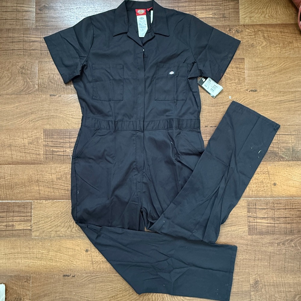 NWT Dickies Coverall Women 1X Black Short Sleeve Workwear Utility Jumpsuit